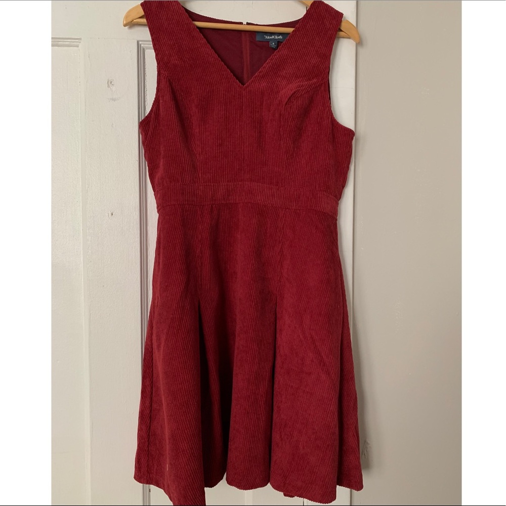 ModCloth Burgundy Corduroy A-line Dress